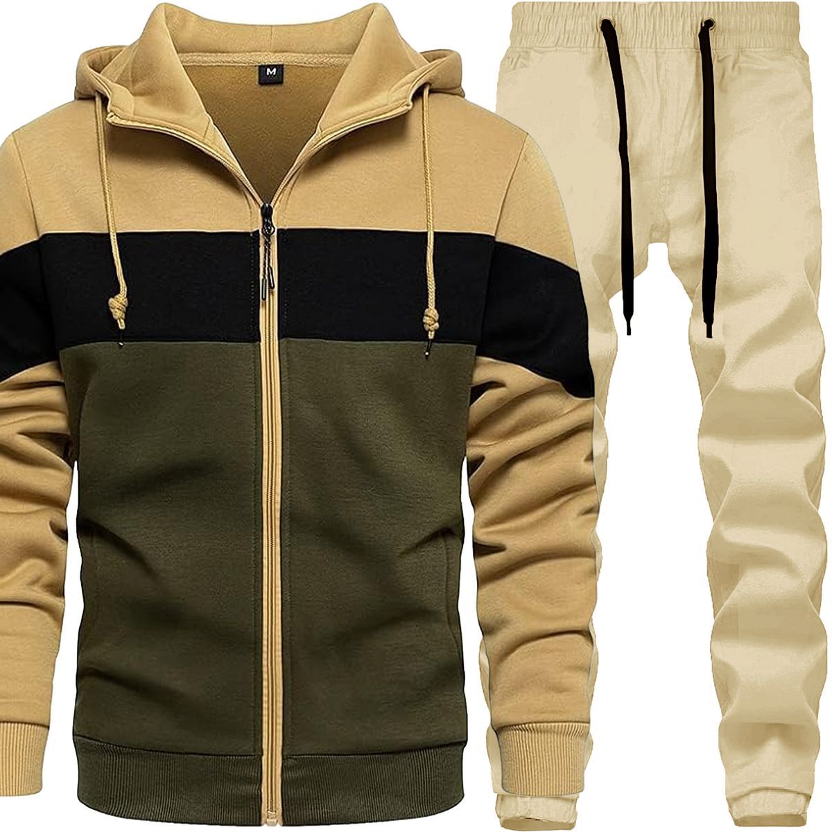 2pc Twill Jogger+Color Block Hoodie